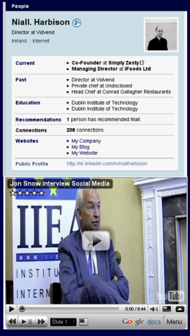 Niall Harbison's LinkedIn Profile with Video